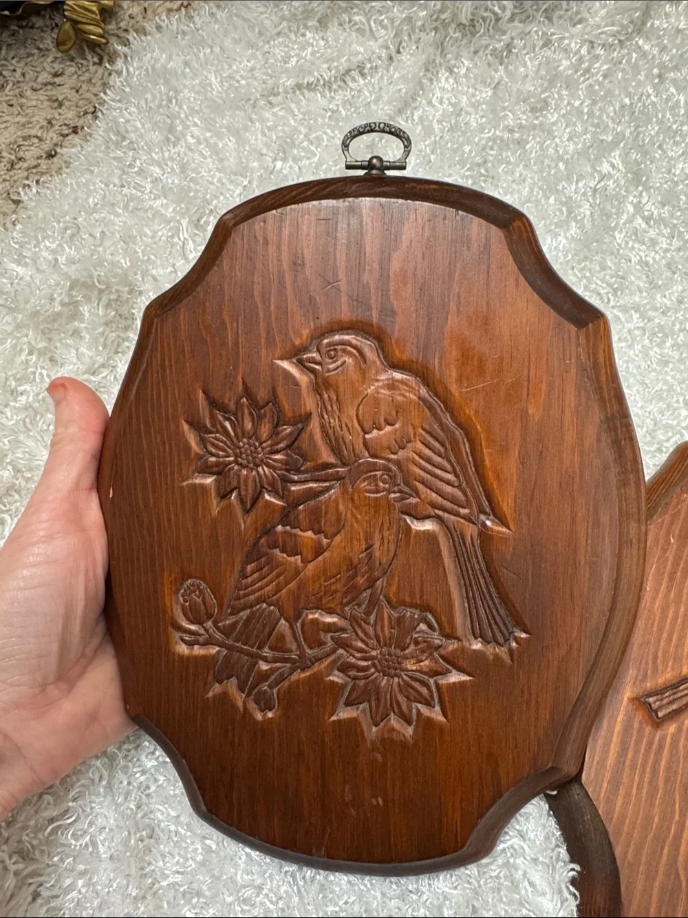 Vintage wooden wall plaques bird cardinal lot of 2